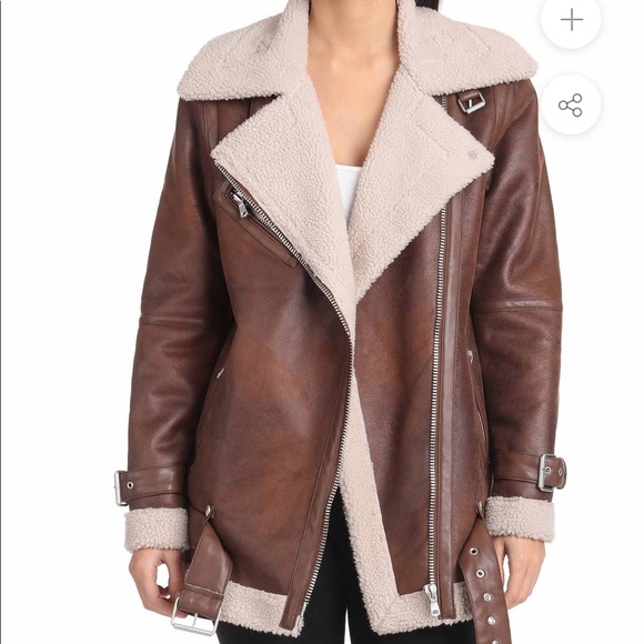 Avec Les Filles Jackets & Blazers - NWT Avec Les Filles Sherpa Belted Biker